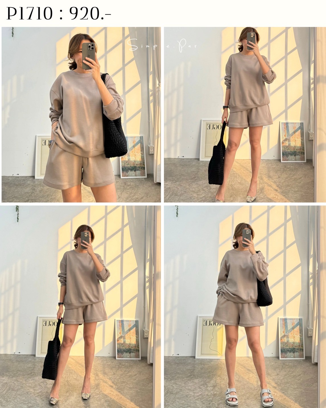 P1710 : SET วอร์มเสื้อจั้มเปอร์มาพร้อมกางเกงขาสั้นเอวยืด - Image 4
